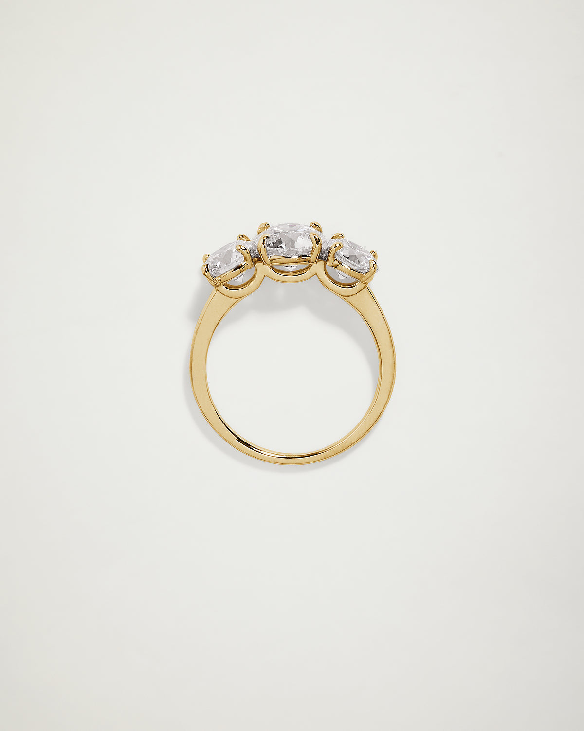 Trilogy Round Brilliant Diamond Engagement Ring, YG