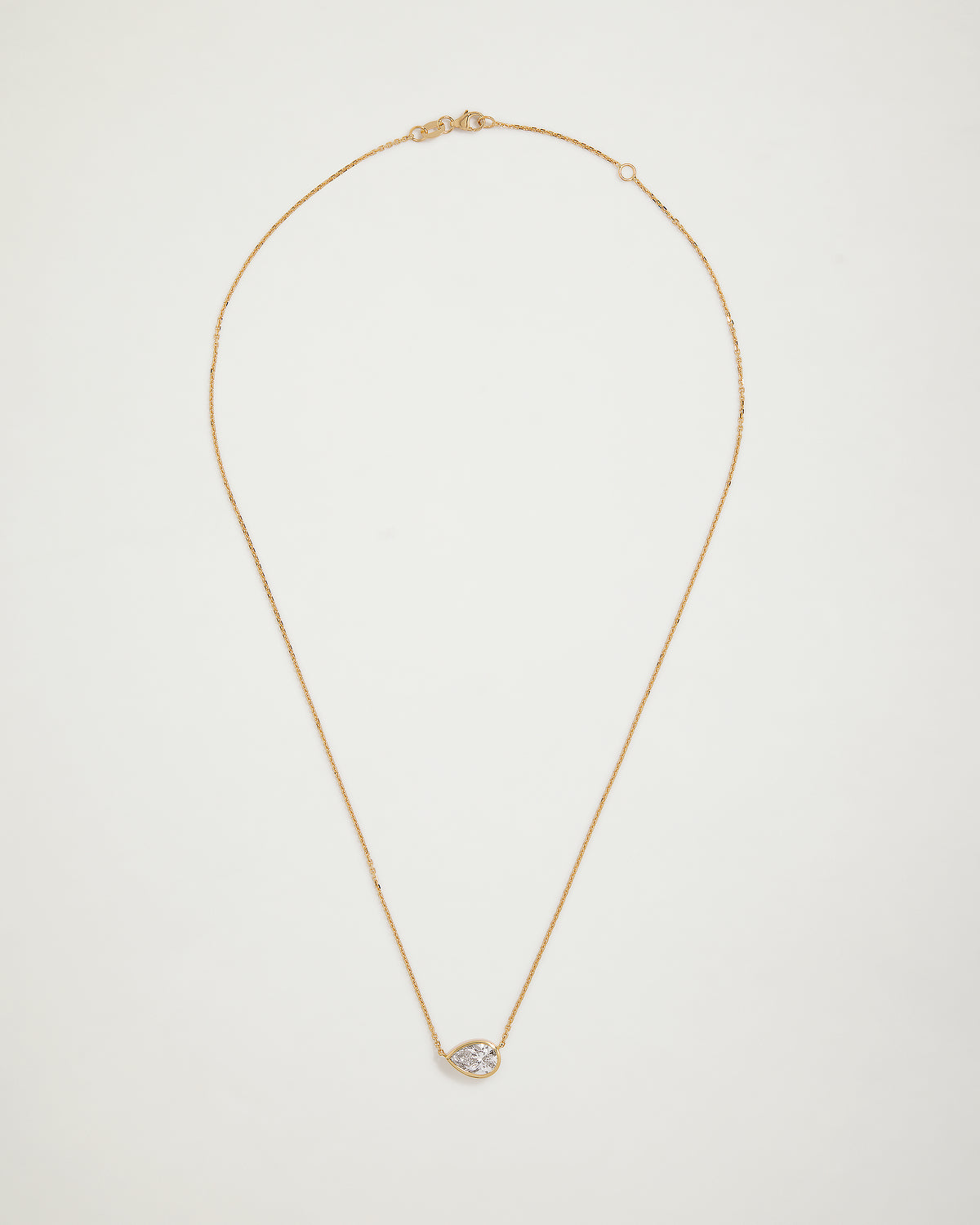 "My Love" East West, Bezel set Pear Diamond Necklace, 1.5ct, YG