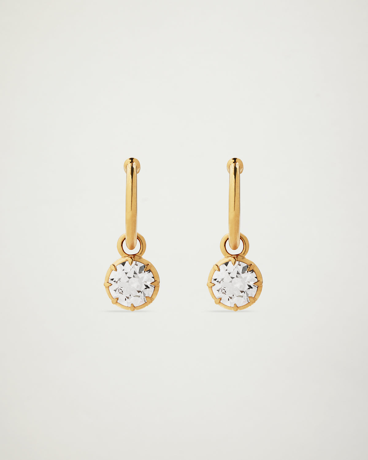 Old European, Round Cut Diamond Hoop Earrings, YG