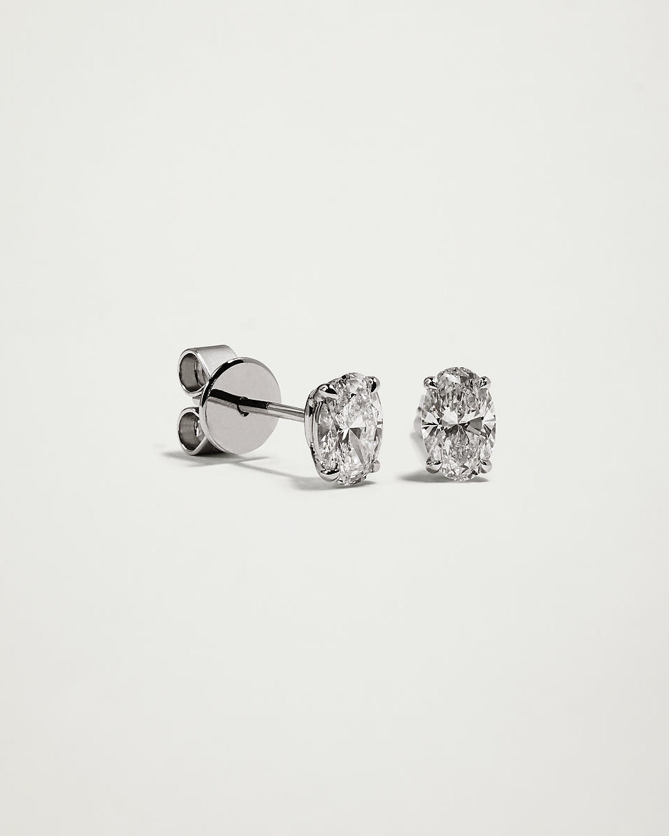 My Love, Oval Diamond Studs, WG