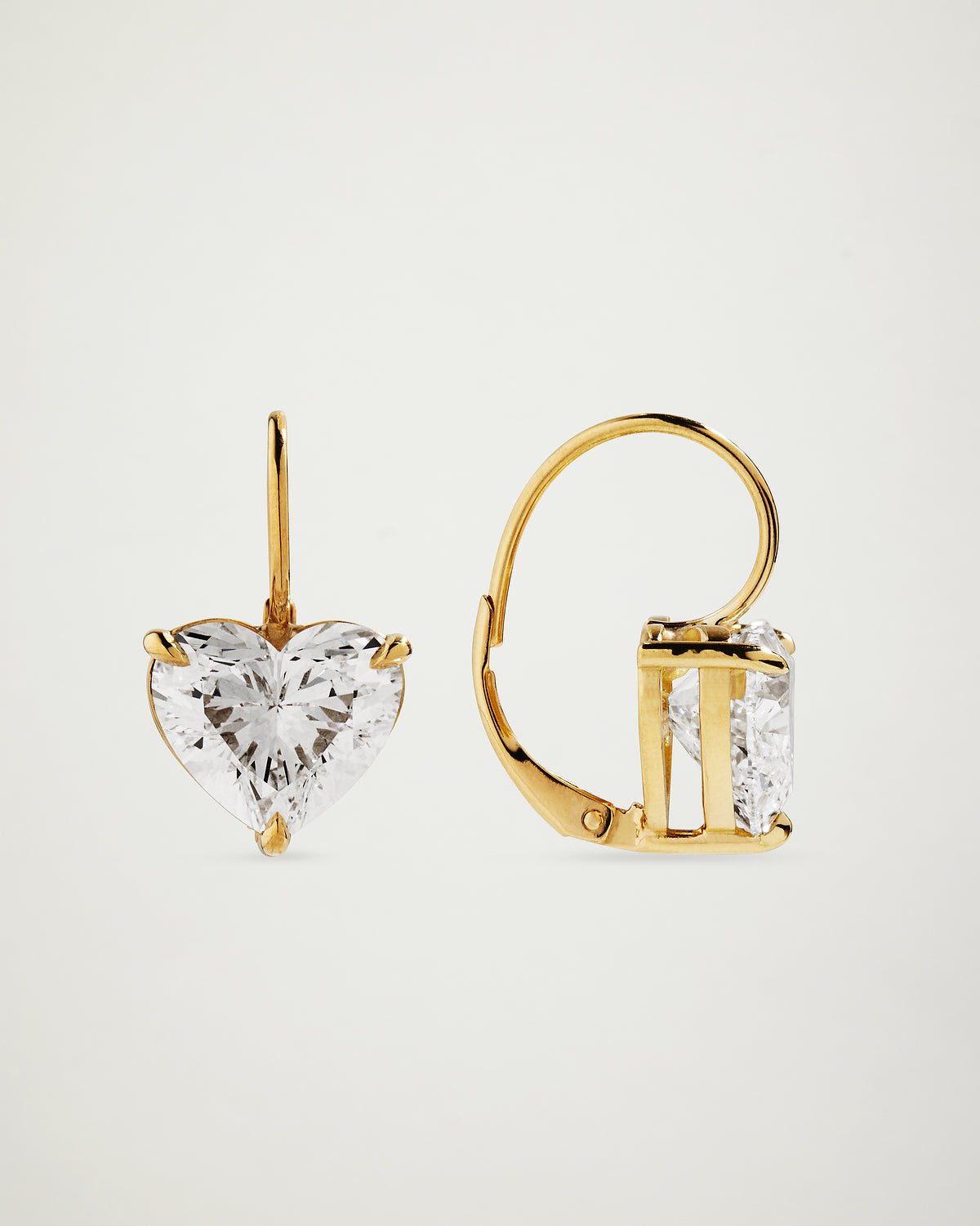 My Love, Heart Diamond Hook Earrings, YG