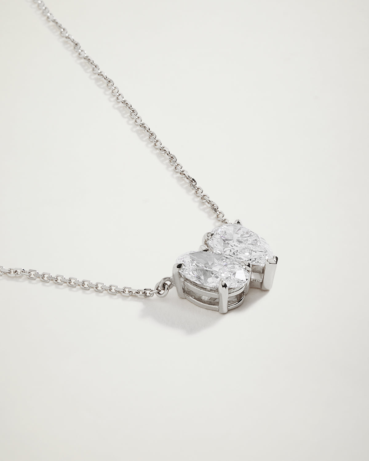 My Love, Toi Et Moi, Oval & Pear Diamond Necklace, YG