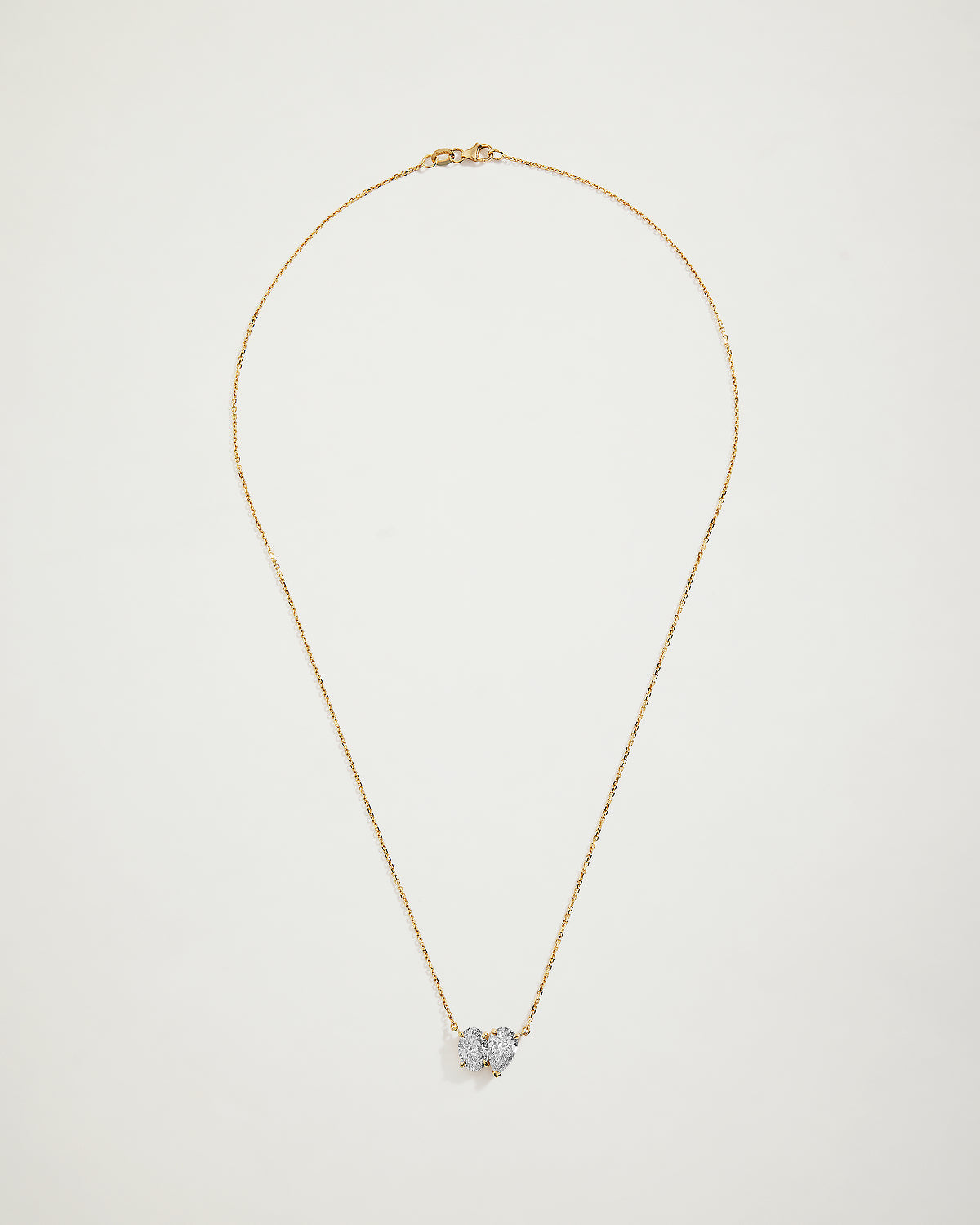 My Love, Toi Et Moi, Oval & Pear Diamond Necklace, YG
