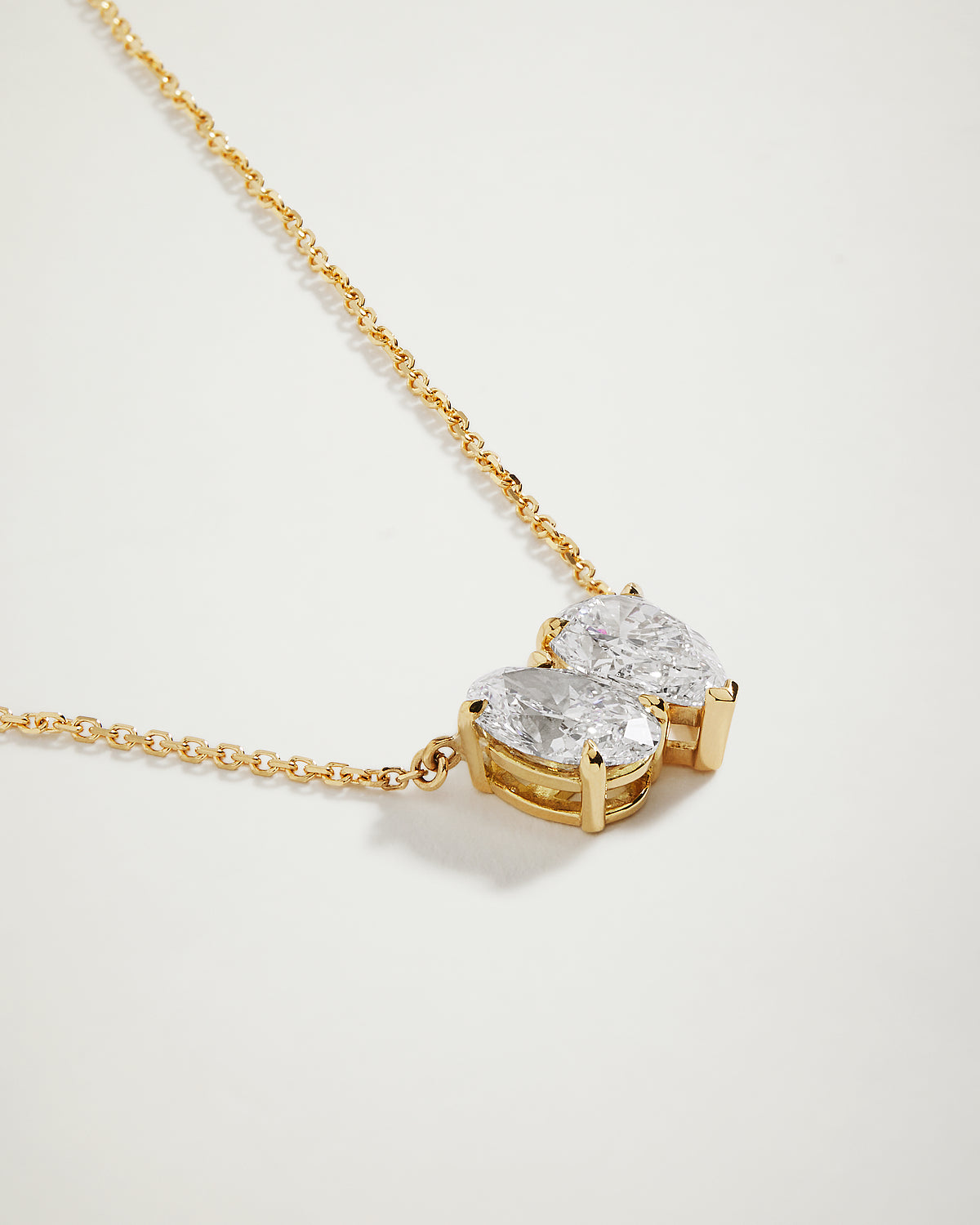 My Love, Toi Et Moi, Oval & Pear Diamond Necklace, YG