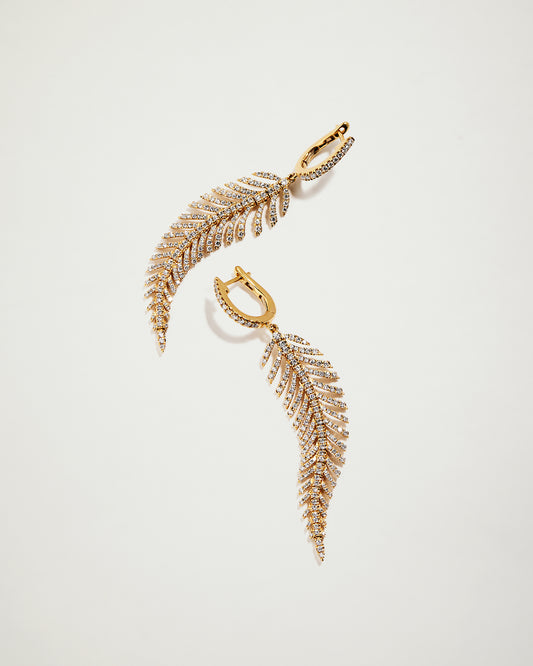 Gold Feather Earrings