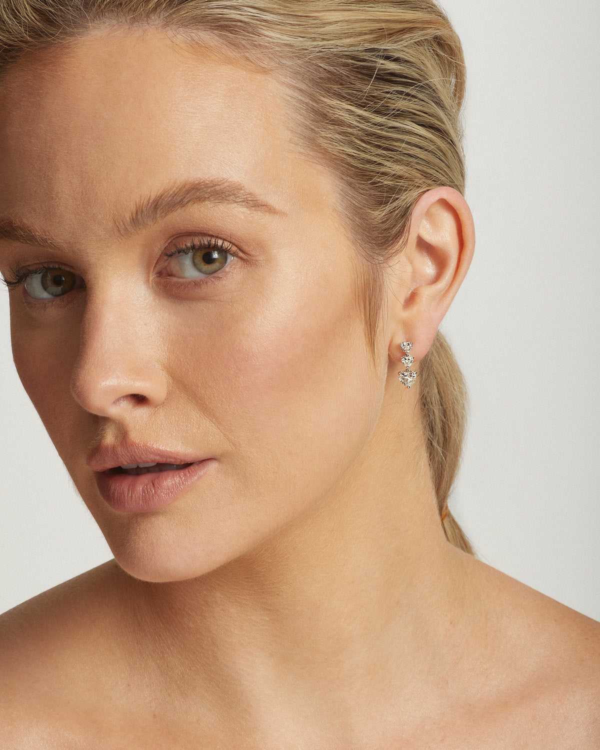 Heart Natural Diamond Drop Earrings, WG