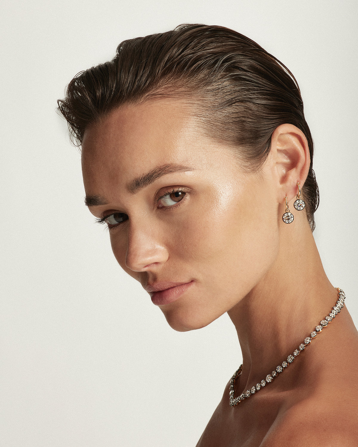 Old European Round Cut Diamond Hoop Earrings, Blackened 18k Yellow Gold