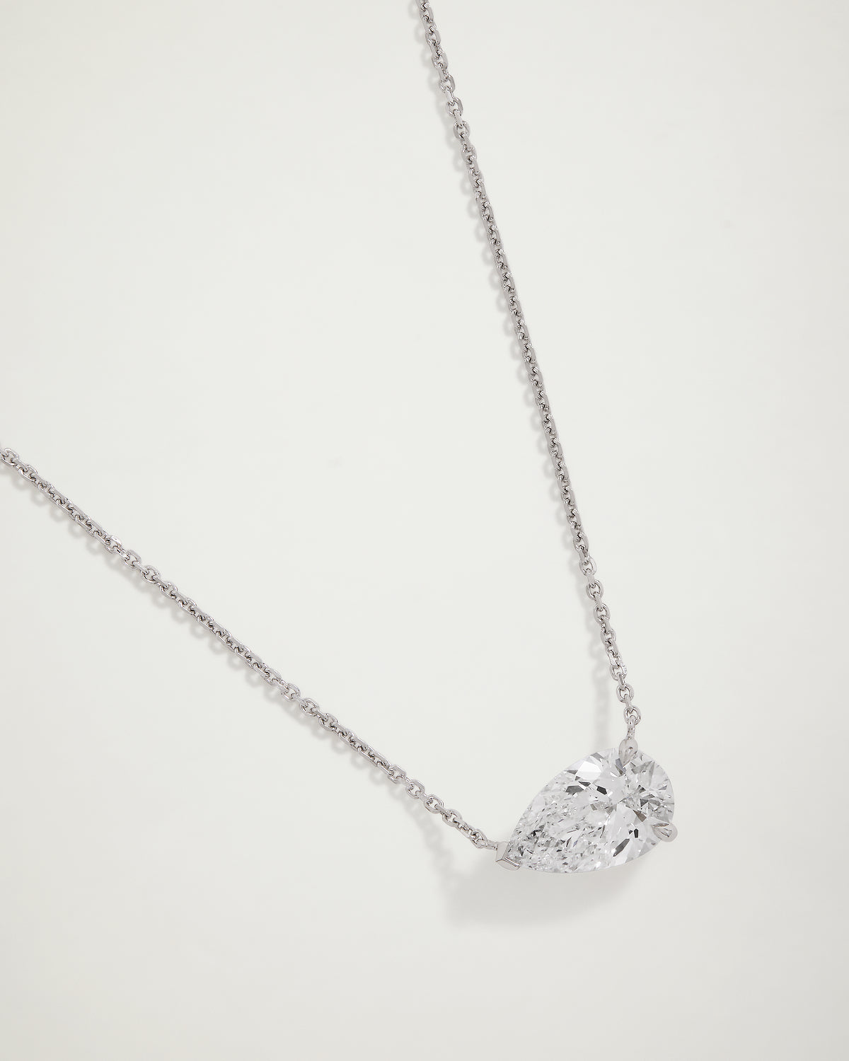"My Love" East West Pear Diamond Necklace, 3ct, WG