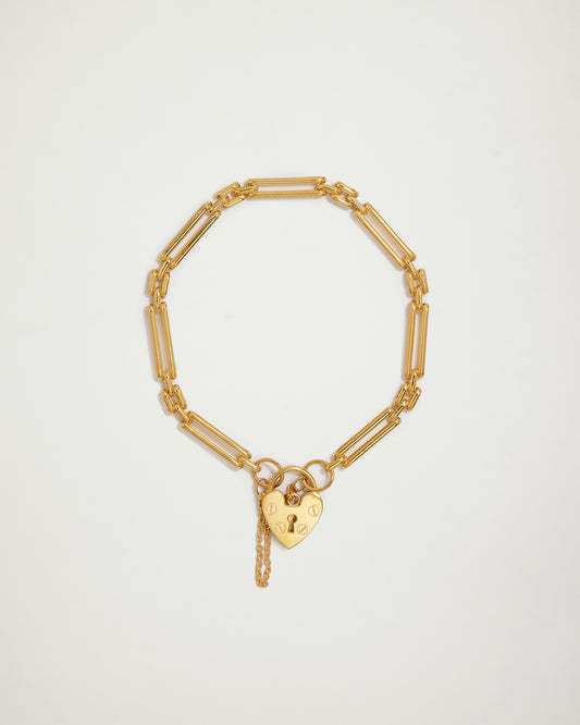 Heart Padlock Petite Bracelet, YG