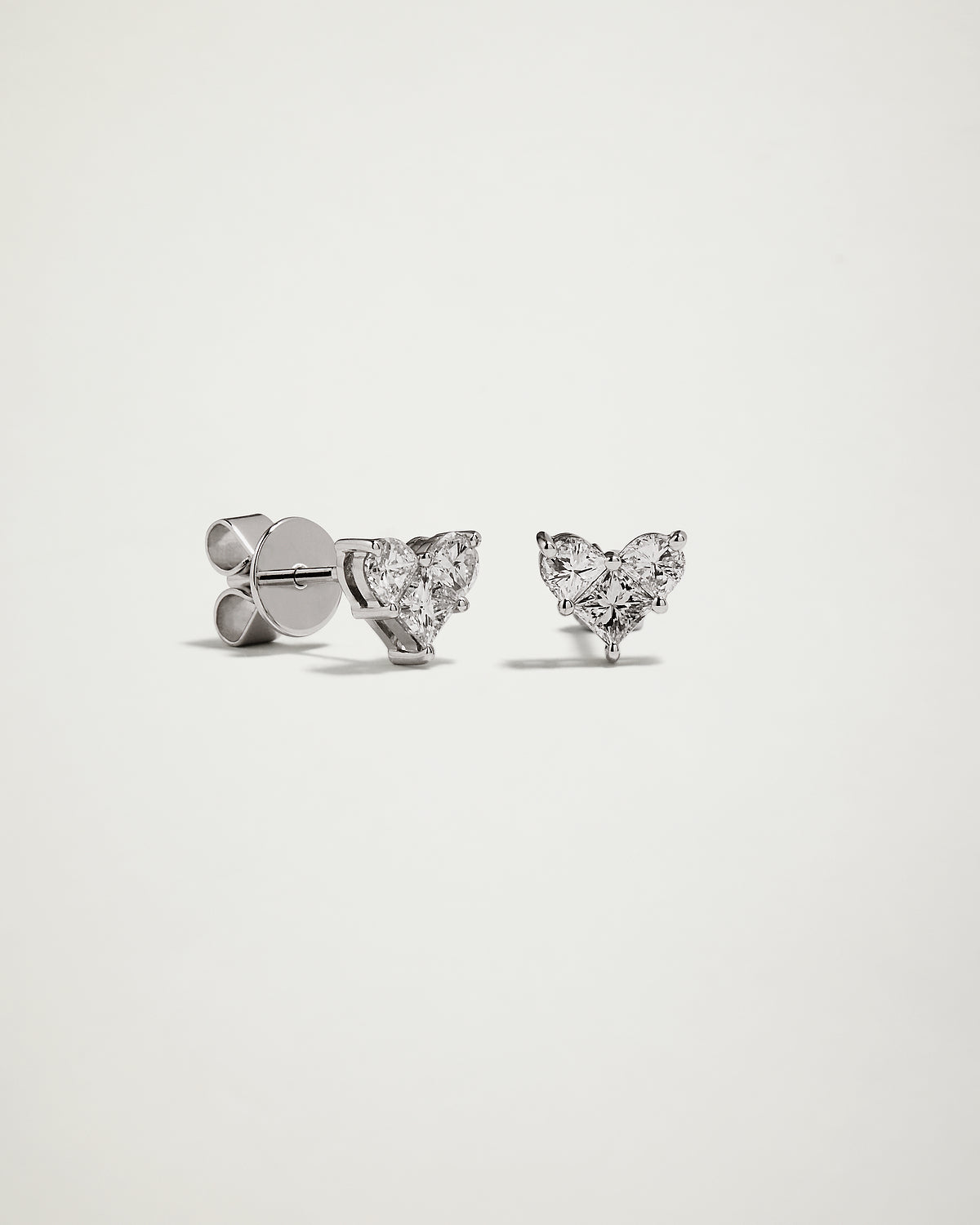 My Love, Natural Heart Diamond Studs, 18K WG