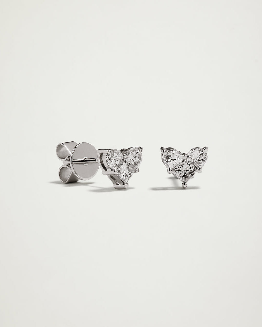 Natural Heart Diamond Studs, WG