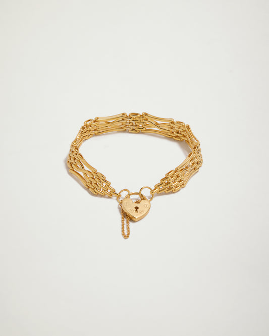 Heart Padlock Infinity Gate Bracelet, YG