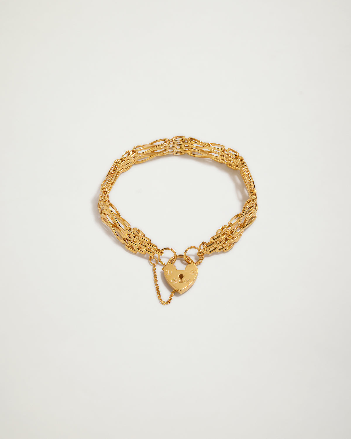 Heart Padlock Double Infinity Gate Bracelet, YG