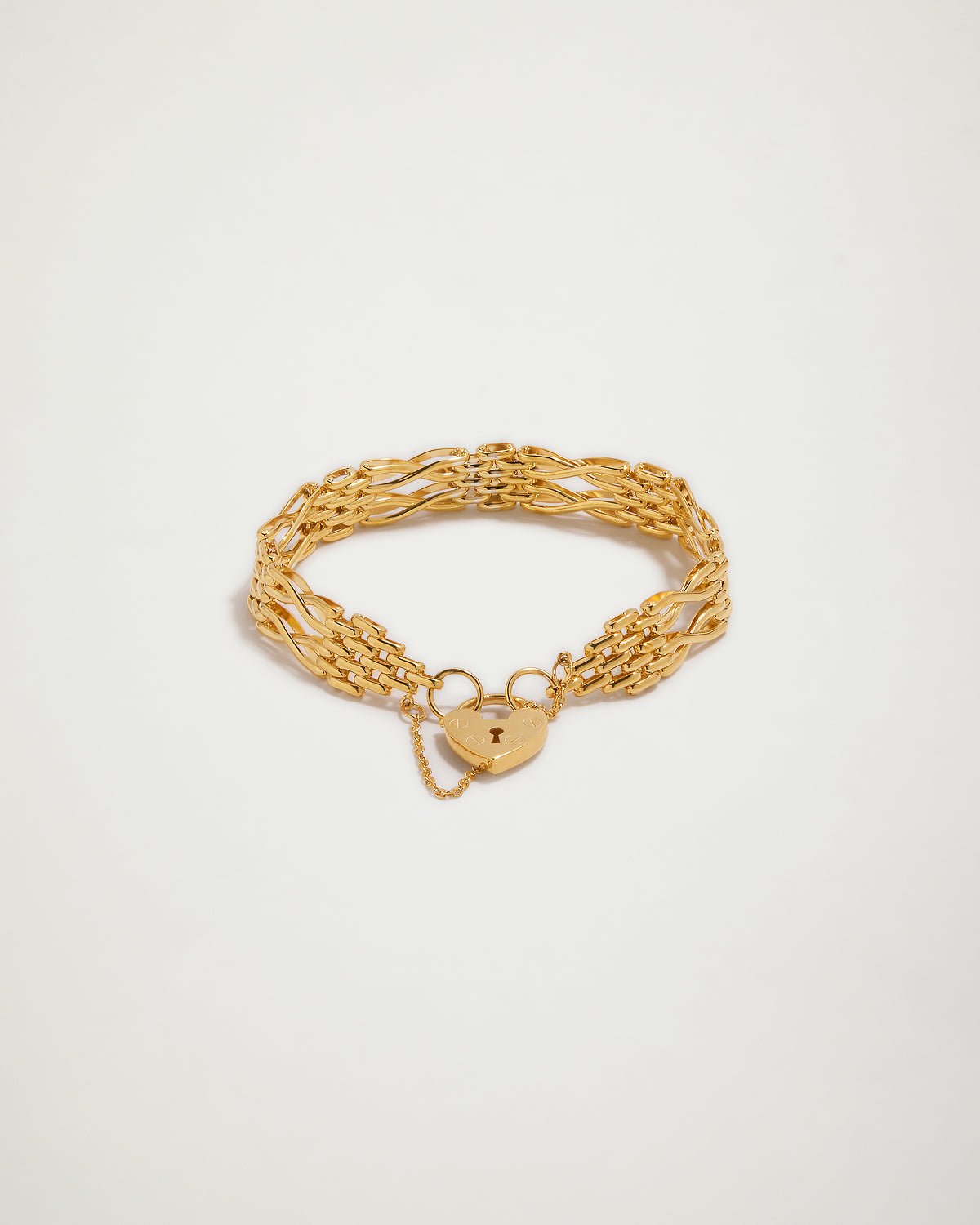 Heart Padlock Double Infinity Gate Bracelet, YG