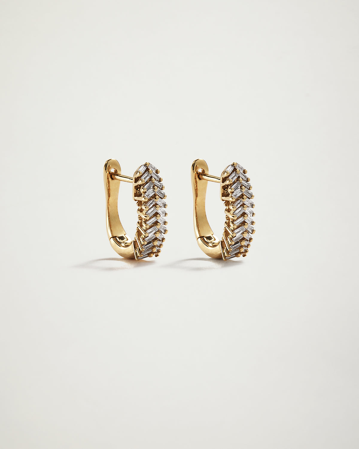 Chevron Natural Diamond Huggies