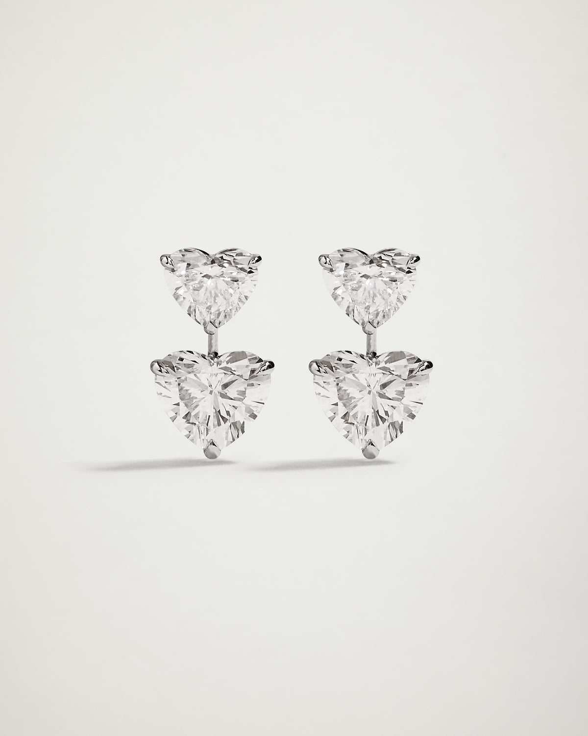 Duo Heart Drop Diamond Earrings