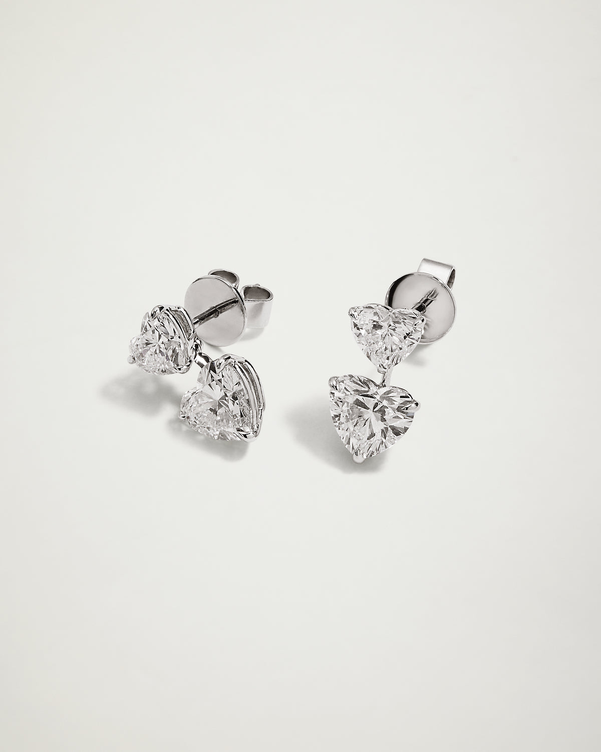 Duo Heart Drop Diamond Earrings