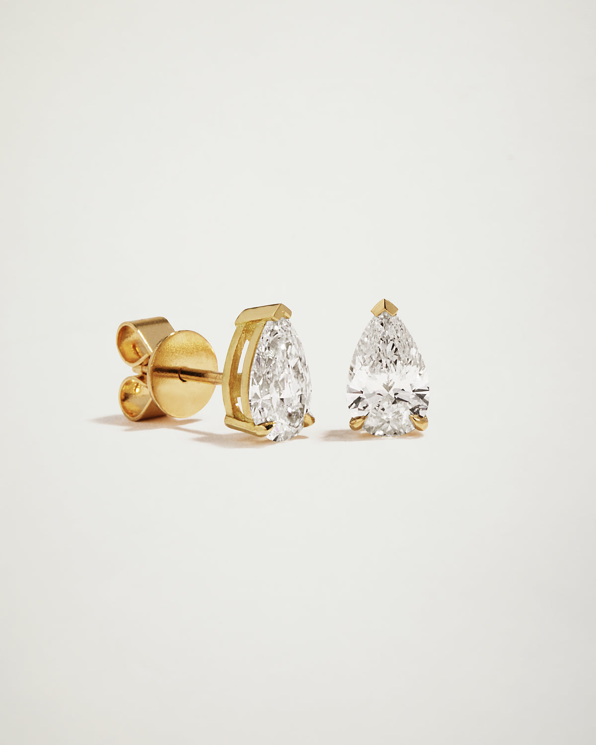My Love Pear Diamond Studs, 0.75ct YG