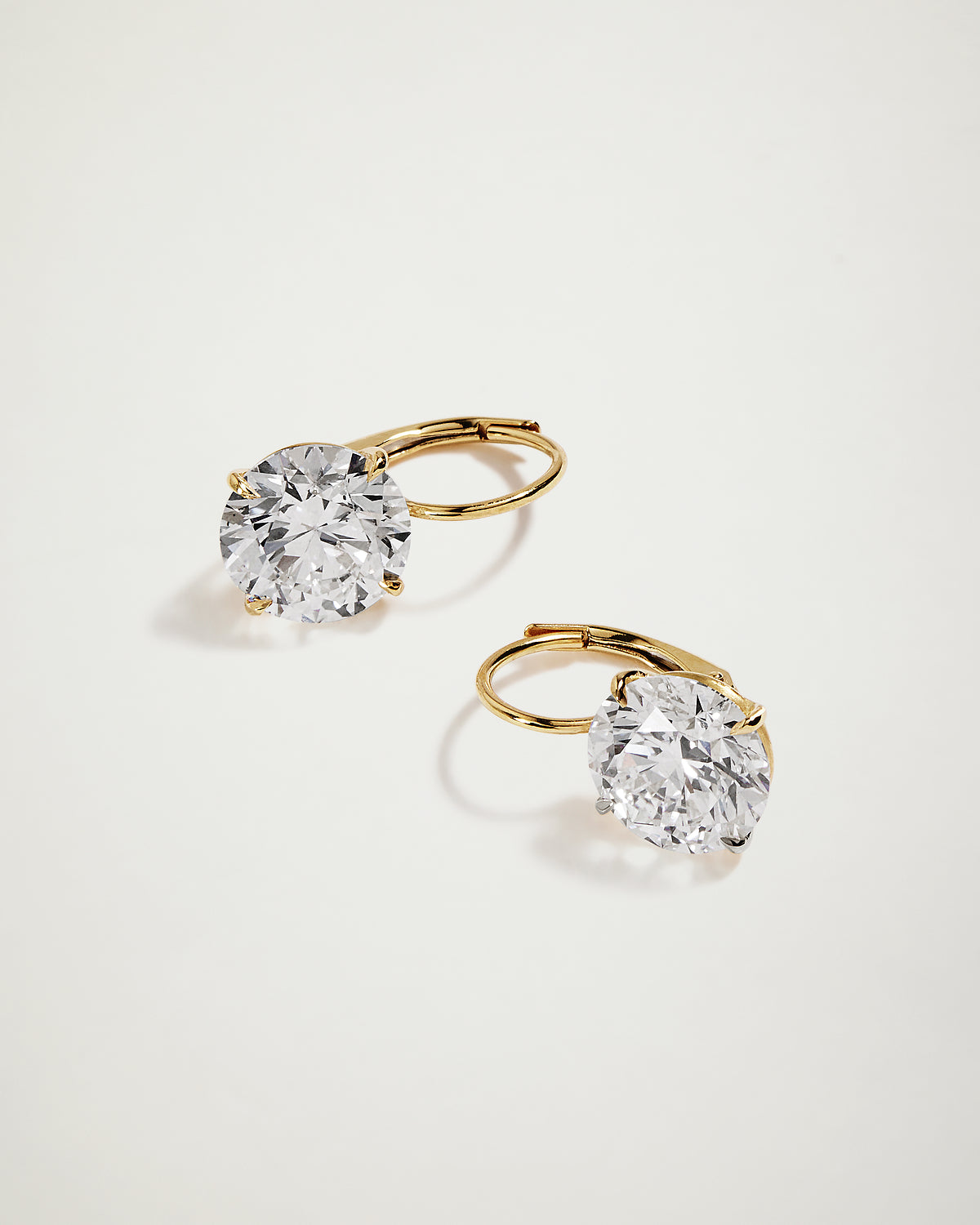My Love, Round Diamond Hook Earrings, 3ct, YG