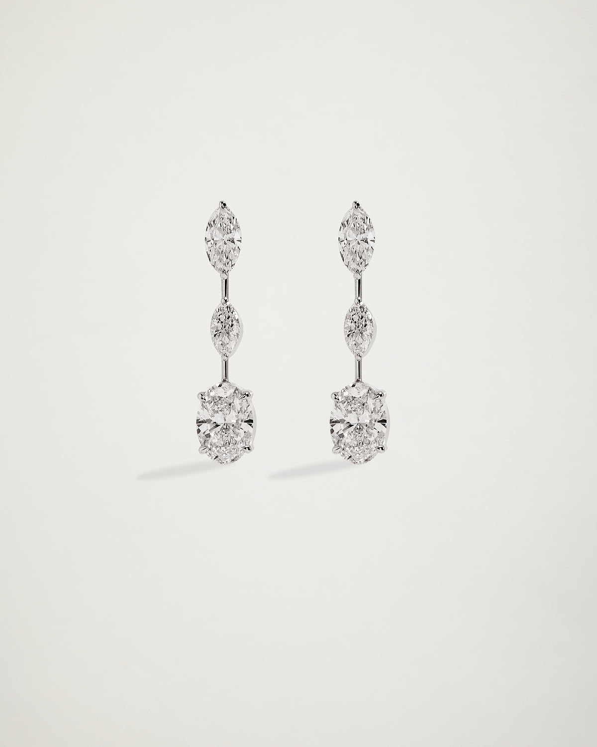 Trilogy Diamond Marquise & Oval Drop Earrings