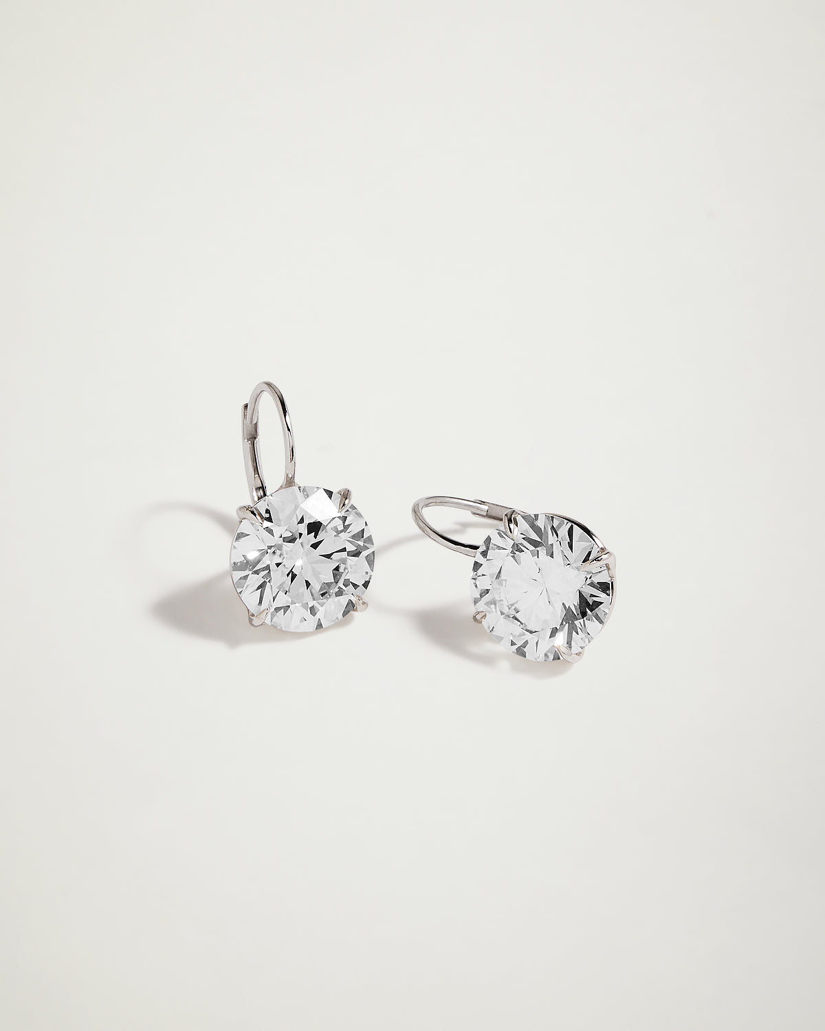 My Love, Round Diamond Hook Earrings, 3ct, White Gold
