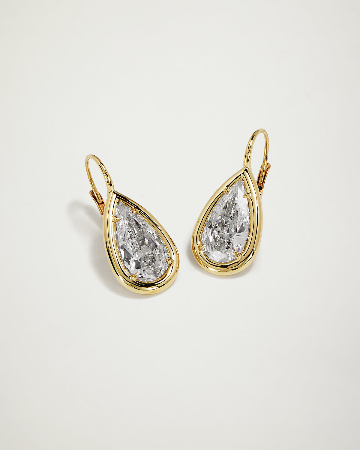 Rahamanov Pear Natural Diamond Hook Earrings