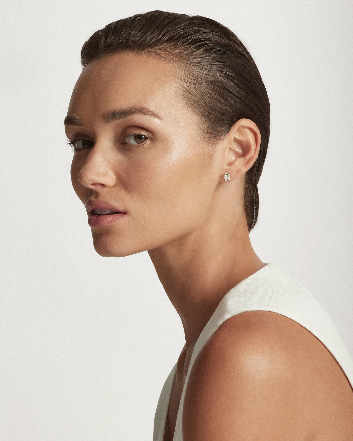 My Love, Emerald Diamond Studs, WG