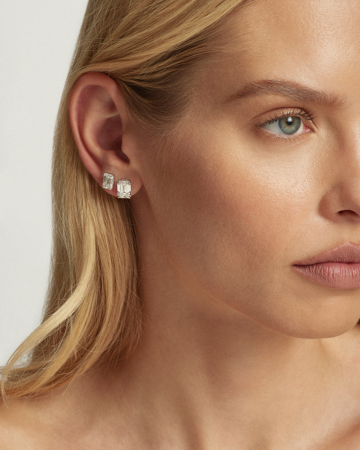 My Love, Emerald Diamond Studs, WG