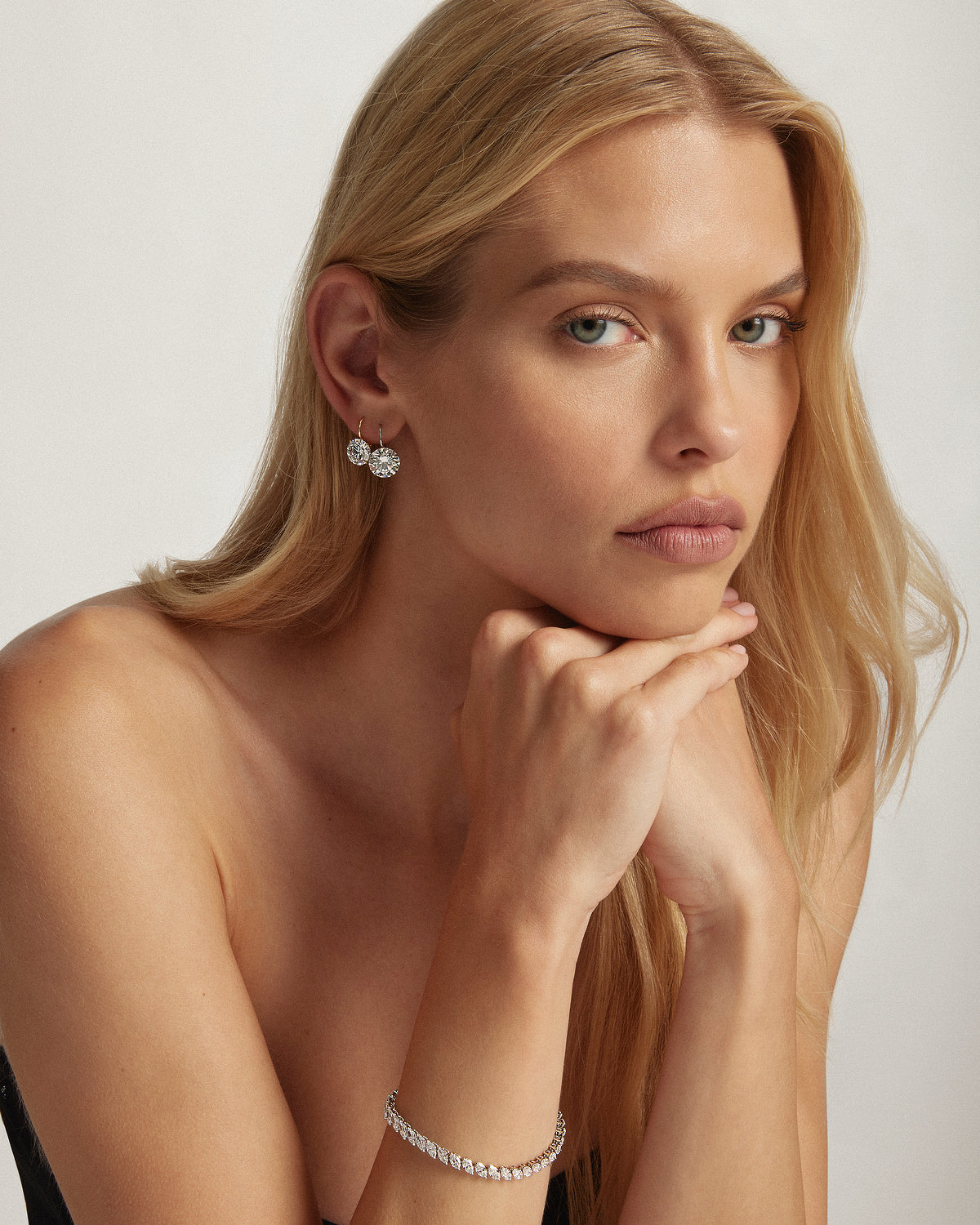 My Love, Round Diamond Hook Earrings, 3ct, YG
