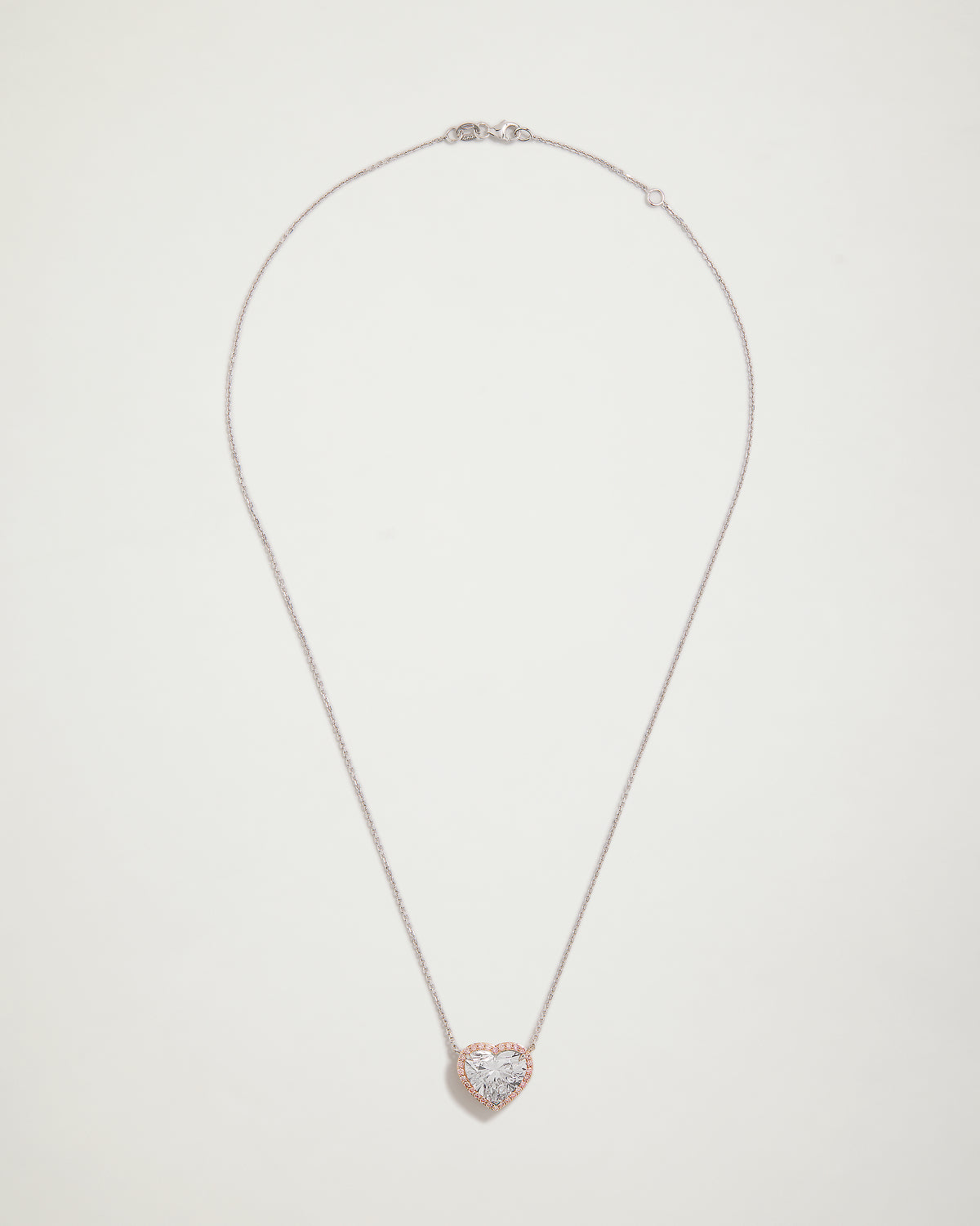 "My Love" Heart Lab Diamond Pendant with Pink Halo, W&R Gold