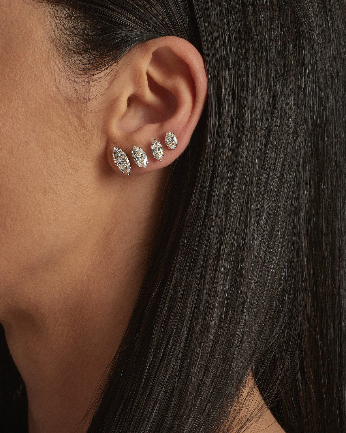 My Love, Marquise Diamond Studs, 1ct YG