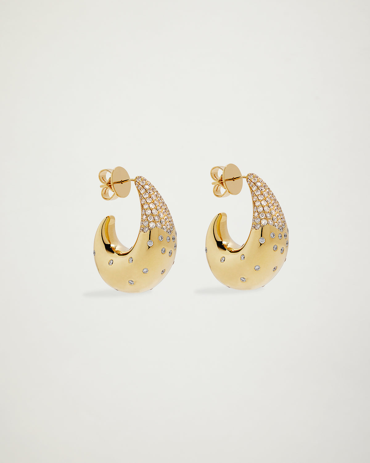 Snowflake Tear Drop Gold and Diamond Hoops