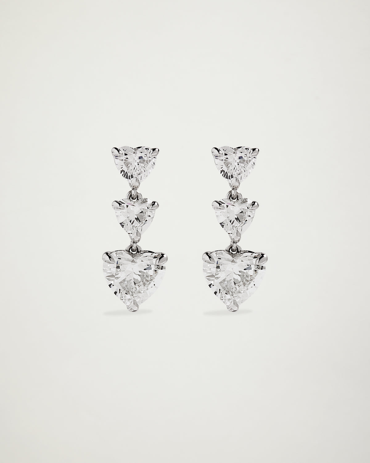 Heart Natural Diamond Drop Earrings, WG