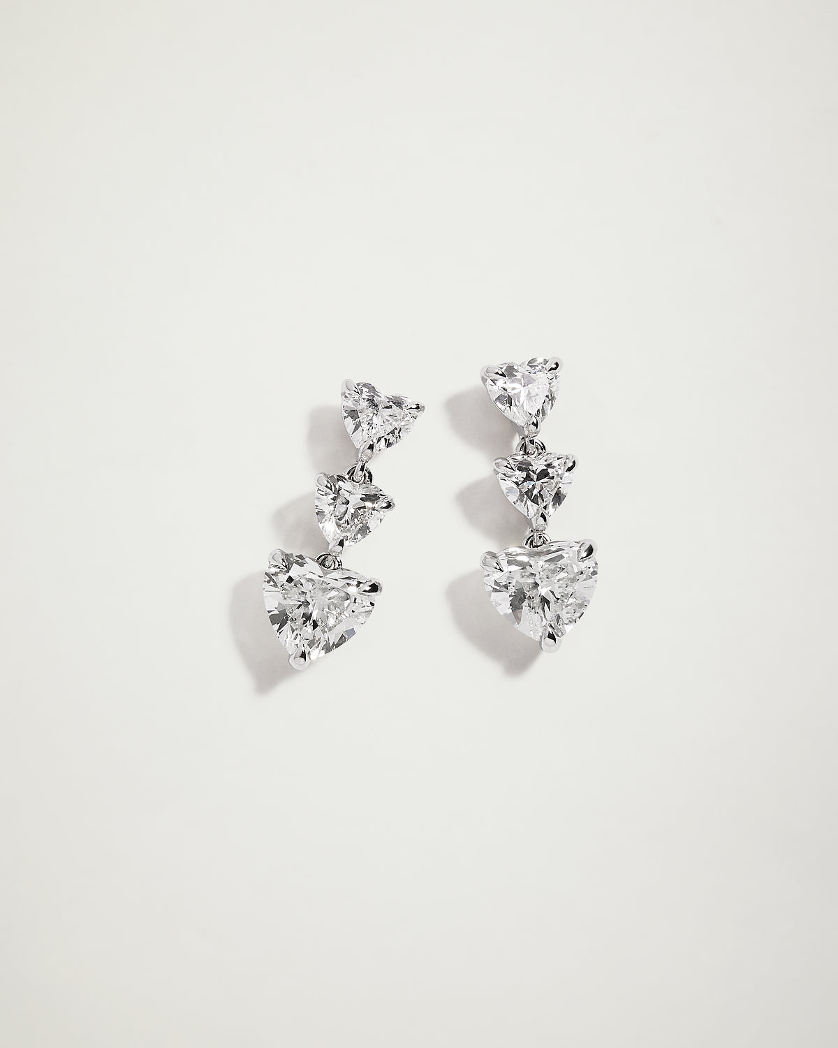 Heart Natural Diamond Drop Earrings, WG