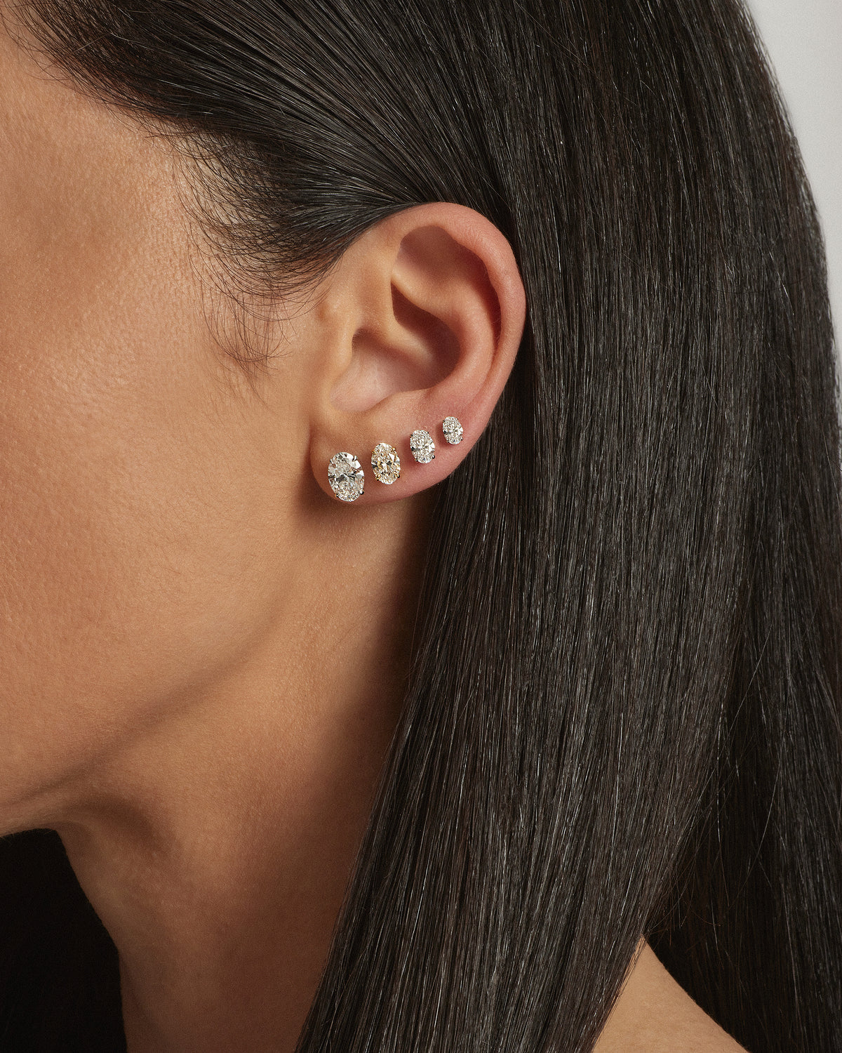 My Love, Oval Diamond Studs, WG