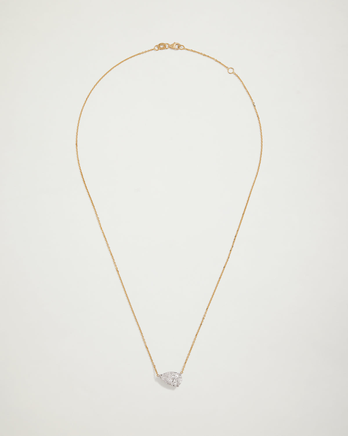"My Love" East West Pear Diamond Necklace, 3ct, YG