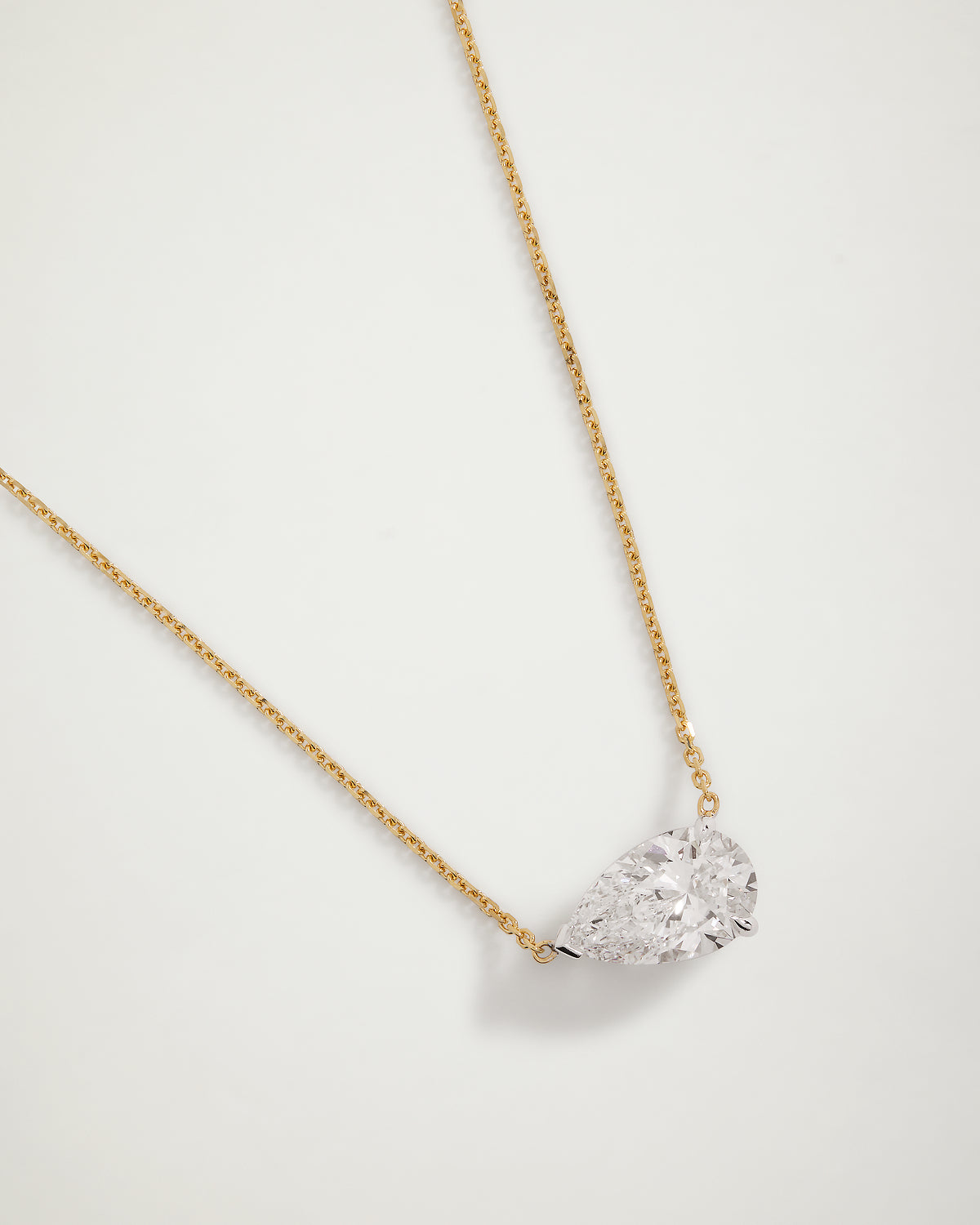 "My Love" East West Pear Diamond Necklace, 3ct, YG