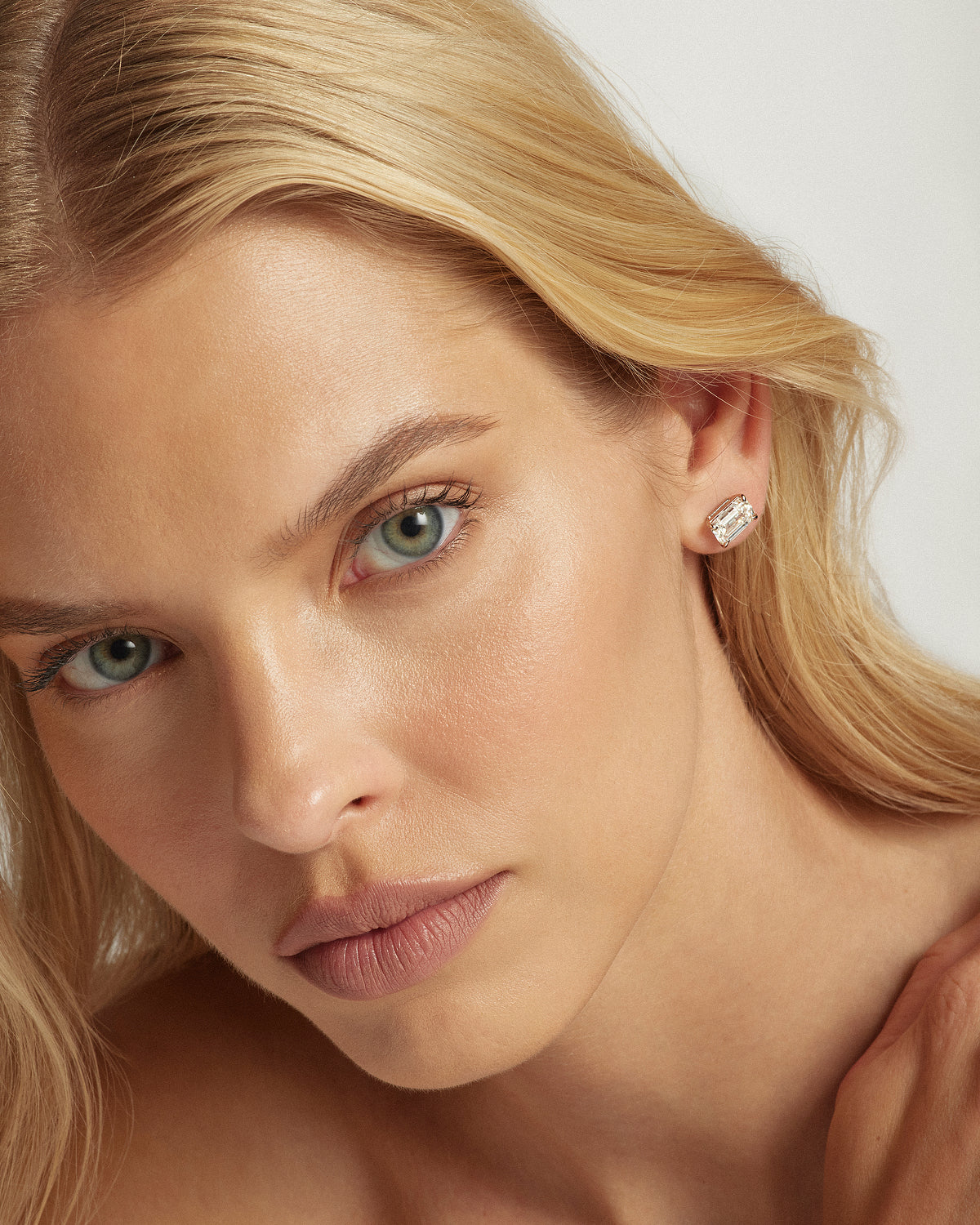 My Love, Emerald Diamond Studs, WG