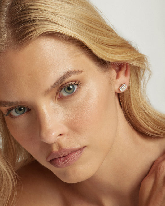 My Love, Emerald Diamond Studs, WG