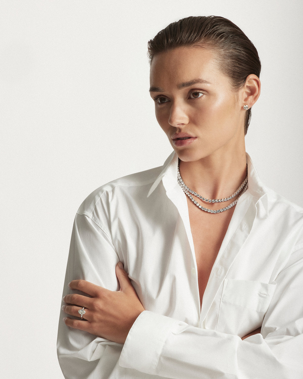 Kelly Extended Diamond Tennis Necklace, 64ct, WG