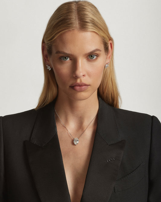 "My Love" Oval Natural Diamond Necklace, 11ct, WG