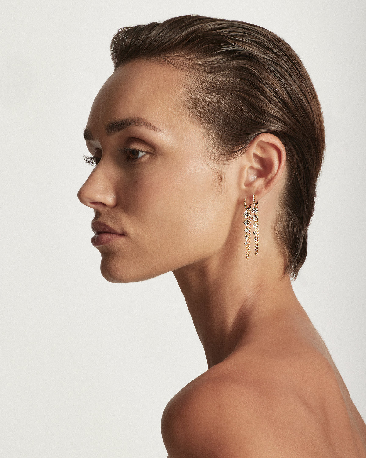 Rahaminov Round Diamond Chain Earrings, YG