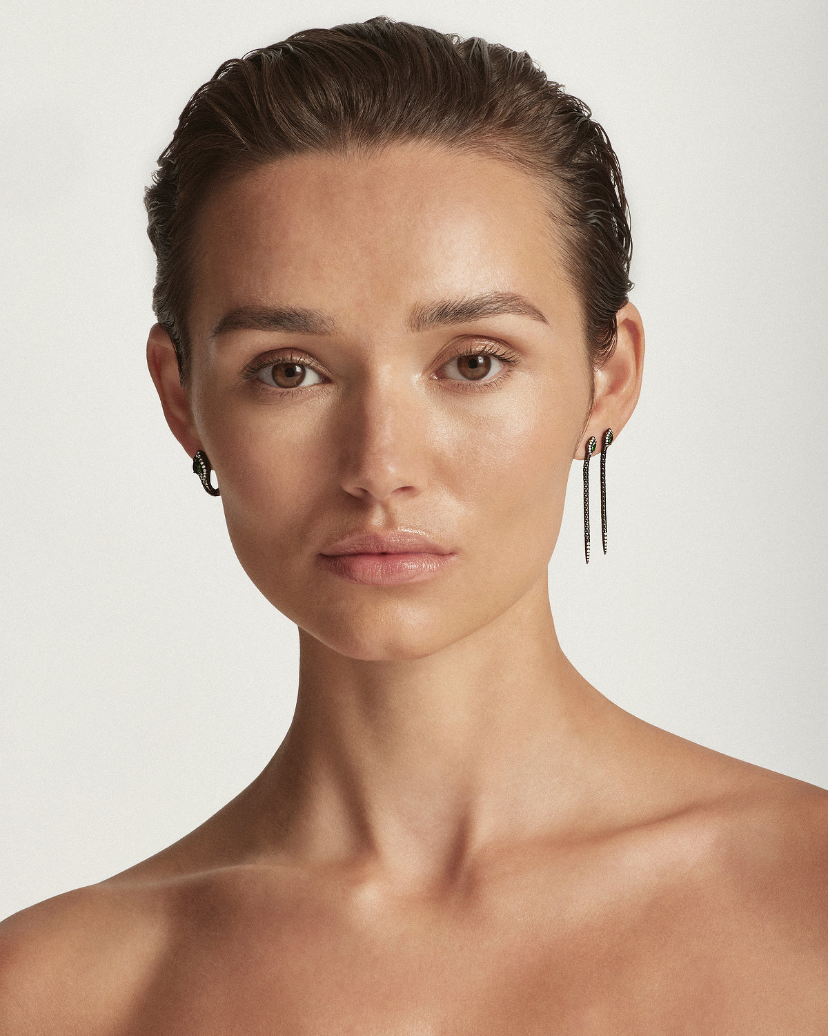 Snake Tsavorite & Diamond Drop Earrings